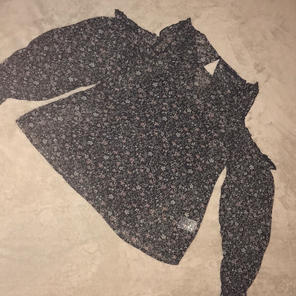 Sheer peplum cold shoulder top